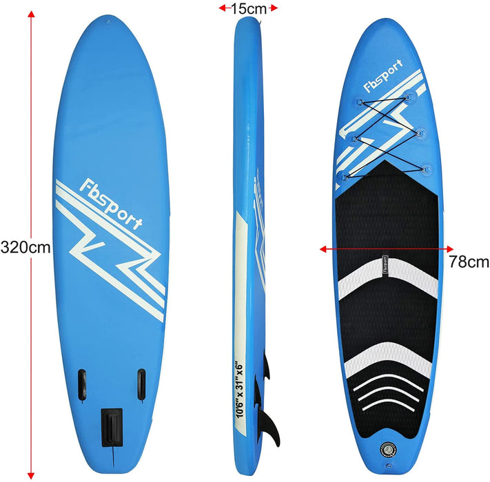 SUP Board, Stand Up Paddle Board, Aufblasbare Boards für Stand-Up Paddling 15CM Dick, Premium SUP Paddelbrett Kit mit 3-TLG verstellbares Alu-Paddel