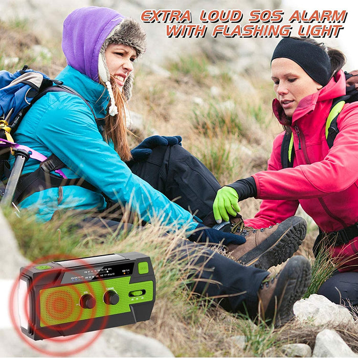 Solar Radio,AM/FM Kurbelradio Tragbar USB Notfallradio mit 4000mAh Wiederaufladbare Batterie, Led Taschenlampe, SOS Alarm und Handkurbel Dynamo