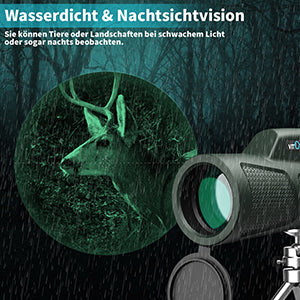 Monokular Teleskop, Vitovill 12x55 HD Starscope Monokulare Fernrohr Wasserdicht mit Smartphone Halter & Stativ, BAK4-Prisma und FMC, Teleskop