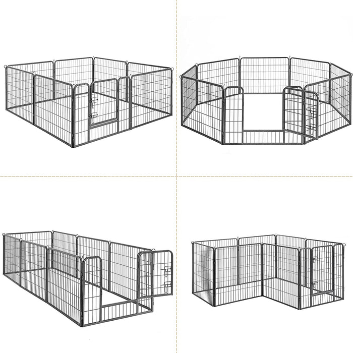 Welpenauslauf, Freigehege für Hund, 8 Gitter je 77 x 60 cm, grau