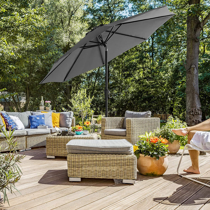 Sonnenschirm, Ø 300 cm, Gartenschirm, Marktschirm, UV-Schutz bis UPF 50+, Terrassenschirm, Sonnenschutz, knickbar, mit Kurbel, ohne Ständer, Garten, Balkon, Terrasse, grau