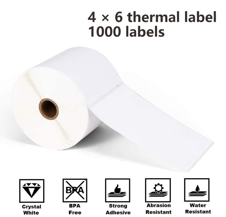 4x6 Thermal Direct Shipping Etikett,1000 Stk 4x6 selbstklebendes Thermo-Versandetikettenpapier, geeignet für Expressunternehmen, Rollenetiketten 1000