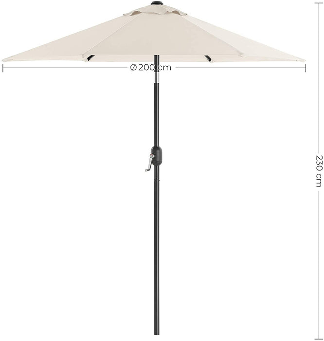 Sonnenschirm 200 cm, Marktschirm, Gartenschirm, Schirmmast und Schirmrippen aus Metall, knickbar, ohne Ständer, für Terrasse und Balkon, beige