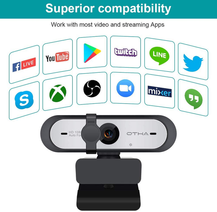 60fps 1080p Webcam,HD Streaming PC Kamera Autofocus mit Duales Mikrofon und Schutz der Privatsphäre, USB Computer Web Kamera Compatible