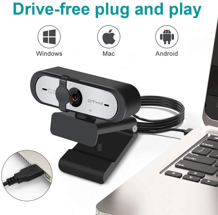 60fps 1080p Webcam,HD Streaming PC Kamera Autofocus mit Duales Mikrofon und Schutz der Privatsphäre, USB Computer Web Kamera Compatible