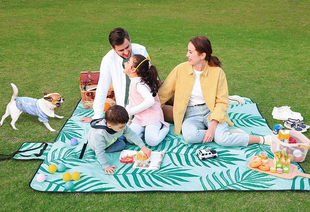 Picknickdecke, 200 x 300 cm große Stranddecke, Campingdecke, wasserdichte Unterseite, maschinenwaschbar, faltbar, für Garten, Park, Strand, Camping