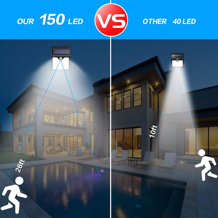 【6 Stück/150 LED】 Solarlampen für Außen, Feob Solarlampe Bewegungsmelder Solarleuchte Sicherheitsleuchten - Powerful - Wasserdicht