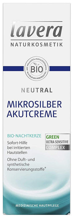 lavera Neutral Akutcreme mit Mikrosilber - Bio Nachtkerze - Sofortige Hilfe bei Hautirritationen - Neurodermitis - Medizinische Hautpflege - vegan