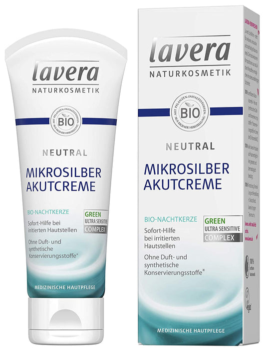 lavera Neutral Akutcreme mit Mikrosilber - Bio Nachtkerze - Sofortige Hilfe bei Hautirritationen - Neurodermitis - Medizinische Hautpflege - vegan