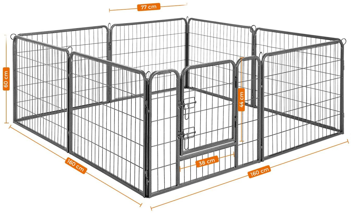 Welpenauslauf, Freigehege für Hund, 8 Gitter je 77 x 60 cm, grau