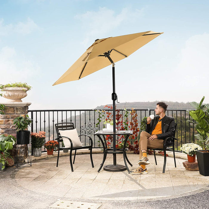 Sonnenschirm 200 cm, Marktschirm, Gartenschirm, Schirmmast und Schirmrippen aus Metall, knickbar, ohne Ständer, für Terrasse und Balkon, Taupe