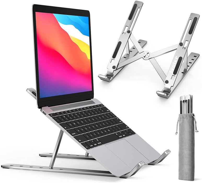 Laptop Ständer, 6-Stufe Höhenverstellbar Laptop Stand, Faltbarer Aluminium-Riser, Tragbar Belüfteter Notebook Ständer Kompatibel mit 10-15,6 ” Laptop