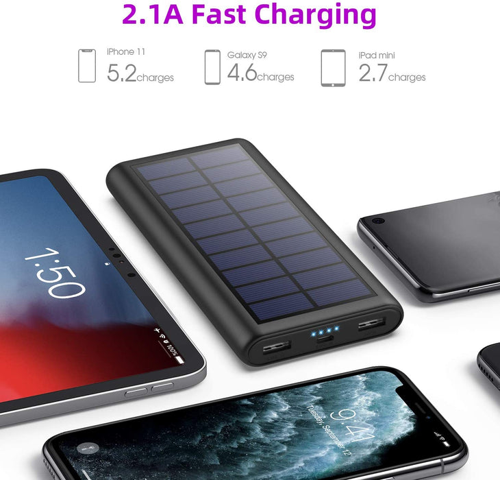 Solar Powerbank 26800mAh, 【2022 Neuestes Solarladegerät 】 Externer Akku mit 2 Ausgängen Hohe Kapazitat Power Bank Akkupack