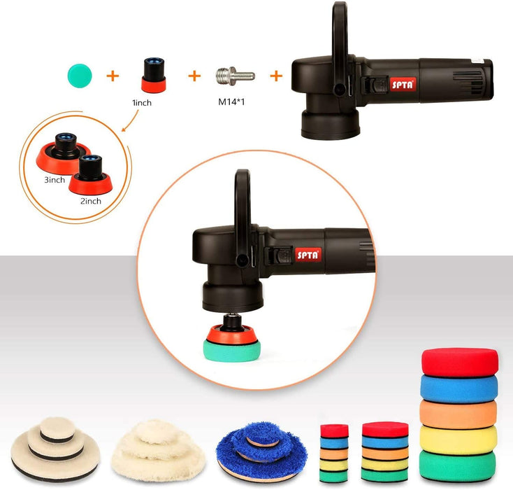 Mini Polierschwamm, Polierpad, SPTA 29tlg 25mm 50mm und 80mm Polierschwämme Auto Polierscheibe Detailing Polierschaum Polierfell Set M14 Adapter