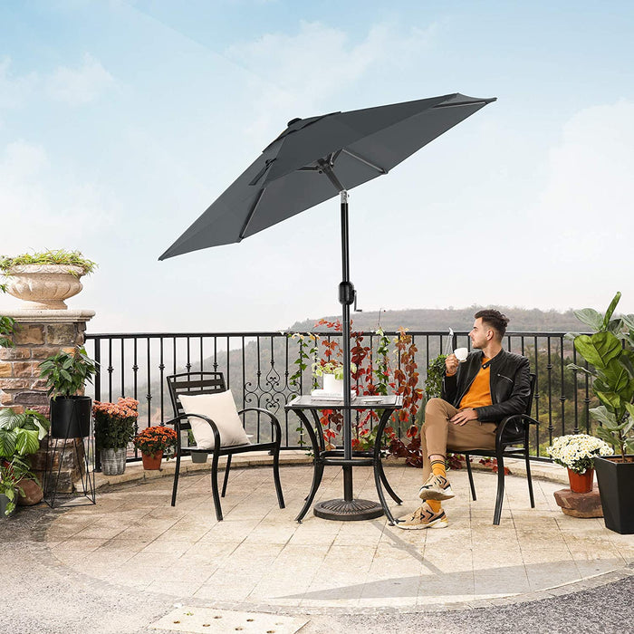 Sonnenschirm 200 cm, Marktschirm, Gartenschirm, UV-Schutz bis UPF 50+, Schirmmast und Schirmrippen aus Metall, knickbar, ohne Ständer, für Terrasse und Balkon, grau