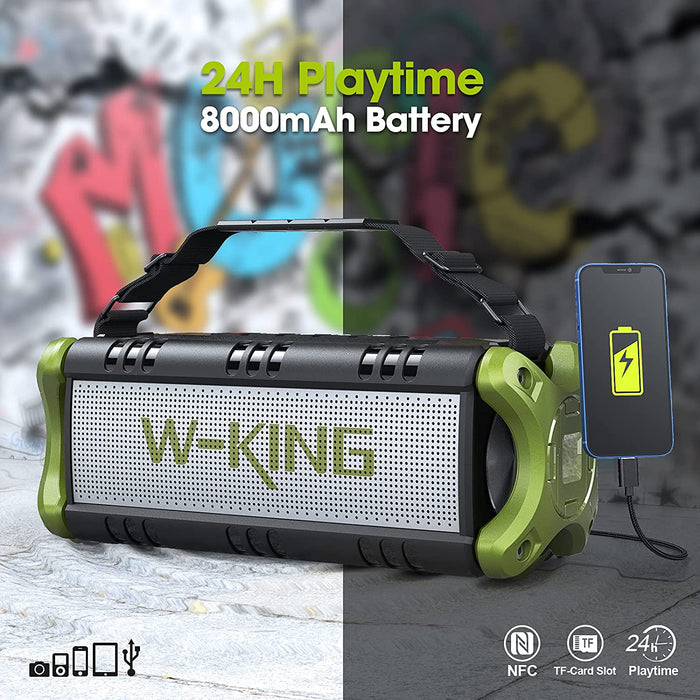 50W(70W Gipfel) Bluetooth Lautsprecher IPX6 Wasserdicht, 24 Stunden Laufzeit, 8000mAh Power Bank, 30 Meter Reichweite, Tragbare Bluetooth Speaker