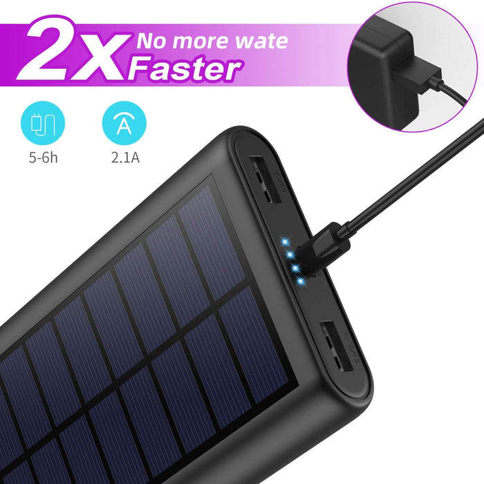 Solar Powerbank 26800mAh, 【2022 Neuestes Solarladegerät 】 Externer Akku mit 2 Ausgängen Hohe Kapazitat Power Bank Akkupack