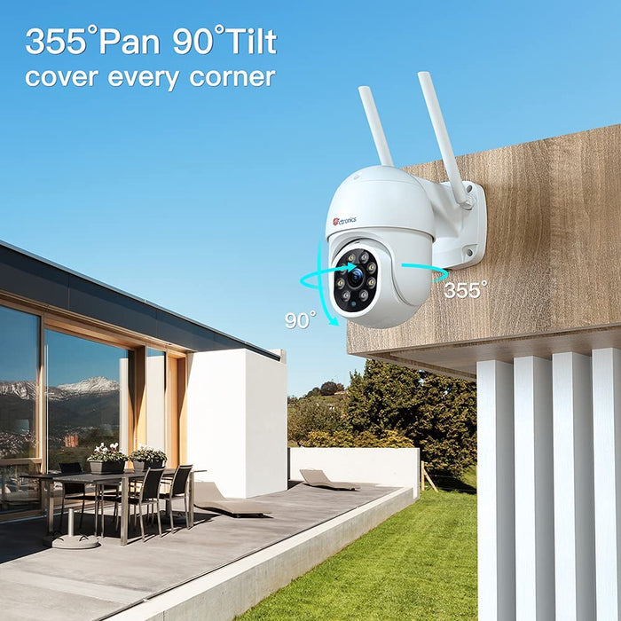 PTZ Überwachungskamera Aussen,1080P Kabellose IP WLAN Outdoor Kamera mit Automatische Verfolgung, 30m Nachtsicht in Farbe, 2-Wege Audio, IP66