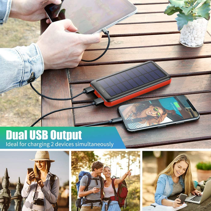 Solar Powerbank 26800mAh -【Drei Wahlmöglichkeiten für Type-C, Micro USB oder Solarpanel-Eingänge】- Solarladegerät Externer Akku Power Bank Backup