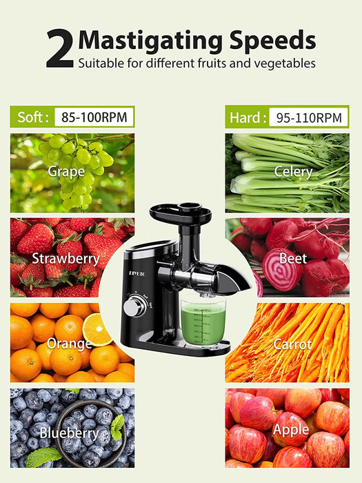 Slow Juicer Entsafter, Entsafter Slow Juicer mit 2 Geschwindigkeiten, Maximale Nährstoffe - 90% Saftreinheit, Entsafter Gemüse und Obst