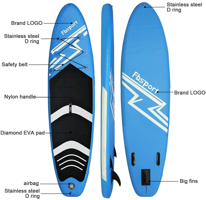 SUP Board, Stand Up Paddle Board, Aufblasbare Boards für Stand-Up Paddling 15CM Dick, Premium SUP Paddelbrett Kit mit 3-TLG verstellbares Alu-Paddel