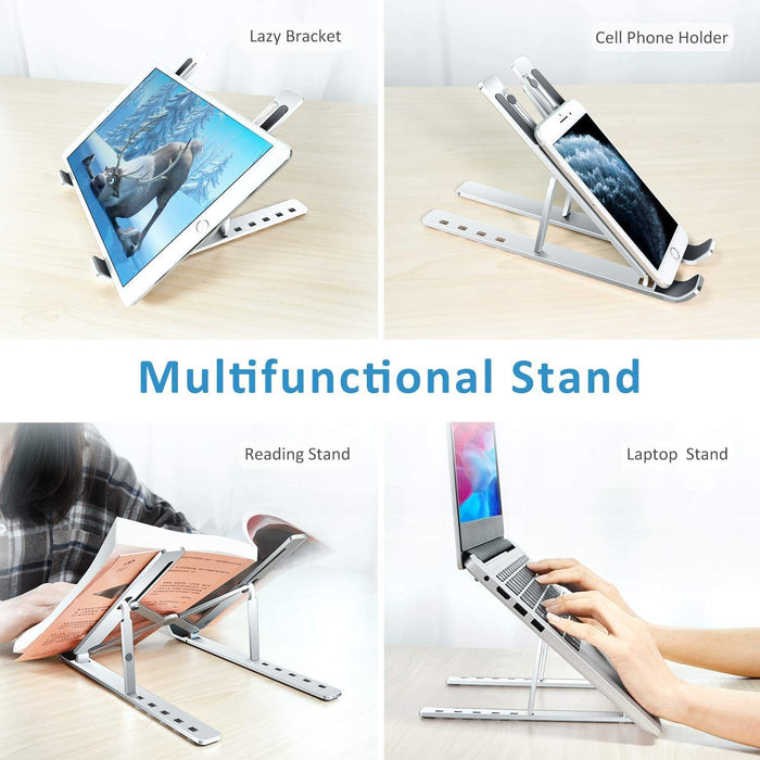 Laptop Ständer, 6-Stufe Höhenverstellbar Laptop Stand, Faltbarer Aluminium-Riser, Tragbar Belüfteter Notebook Ständer Kompatibel mit 10-15,6 ” Laptop