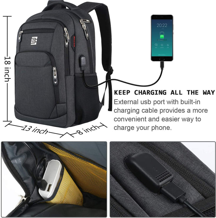 Laptop Rucksäcke mit USB-Ladeanschluss Herren Damen für Arbeit Schule Uni Schulrucksack für Jungen Teenager mit Laptopfach & Anti Diebstahl Tasche