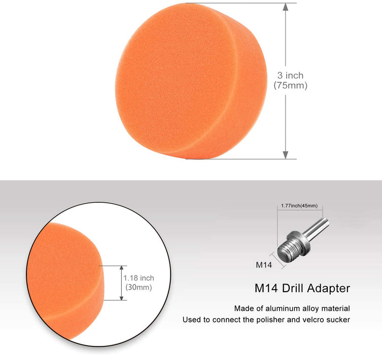 Polierschwamm, SPTA 25tlg 80mm Polierschwämme Polierpad Polieren Pad Schwamm Set mit Polierpad Polierpad Set und Polierfell Polierset Polierteller Kit