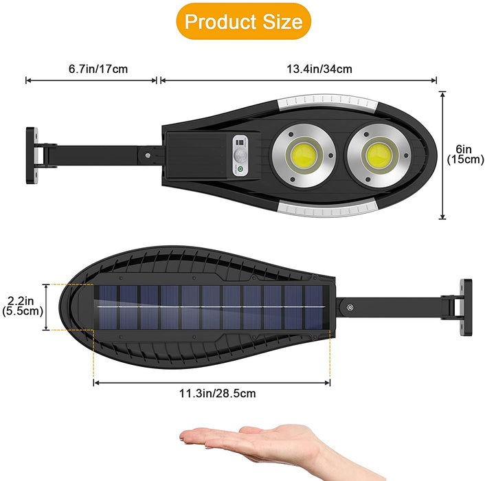 Solarlampen für Außen - STALLY 2 Stück Solarleuchte mit Bewegungsmelder, LED COB 3 Modi Wandleuchte, 2 Fernbedienung Einstellbar Solarlicht, IP65