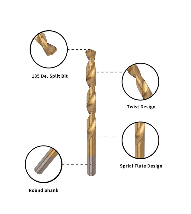 Titan-Bohrer-Set, Bohrer-Set, Hochgeschwindigkeitsstahlbohrer, Zubehör, Elektrowerkzeug für Holz, Metall, 230-teiliges Set.