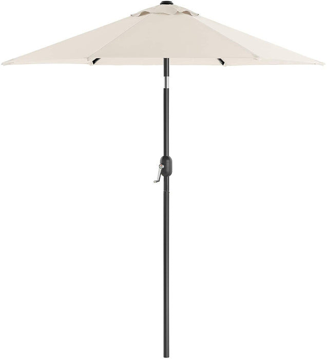 Sonnenschirm 200 cm, Marktschirm, Gartenschirm, Schirmmast und Schirmrippen aus Metall, knickbar, ohne Ständer, für Terrasse und Balkon, beige