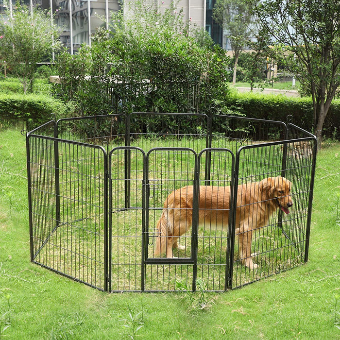 Welpenauslauf, Freigehege für Hund, 8 Gitter je 77 x 80 cm, grau