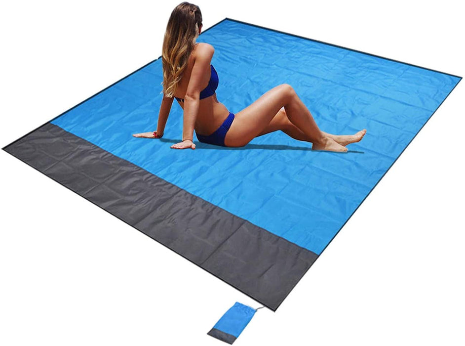 Stranddecke Picknickdecke Sandfreie Strandmatte Wasserdicht Leicht 79 x 83 Zoll Faltbare tragbare Taschendecke Übergroße Picknickdecke Campingmatte