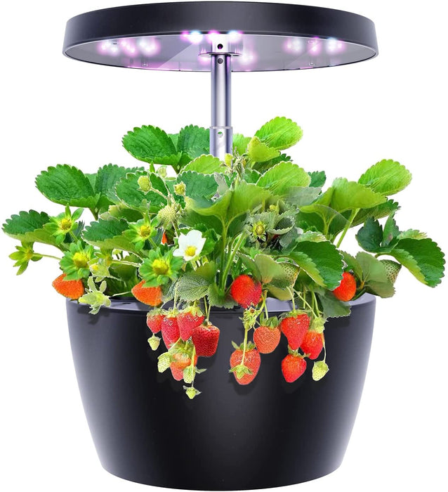 Kräutergarten, Hydroponic System, Smart Garden, Indoor Gewächshaus Hydroponik mit LED Pflanzenlampe,Höhenverstellbar,32cm, Schwarz (6 Pods)