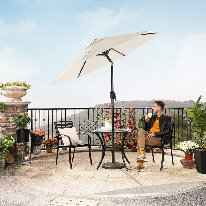 Sonnenschirm 200 cm, Marktschirm, Gartenschirm, Schirmmast und Schirmrippen aus Metall, knickbar, ohne Ständer, für Terrasse und Balkon, beige