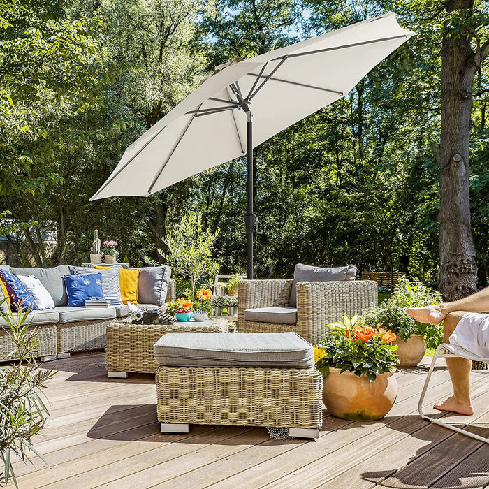 Sonnenschirm, Ø 300 cm, Gartenschirm, Marktschirm, UV-Schutz bis UPF 50+, Terrassenschirm, Sonnenschutz, knickbar, mit Kurbel, ohne Ständer, Garten, Balkon, Terrasse, beige