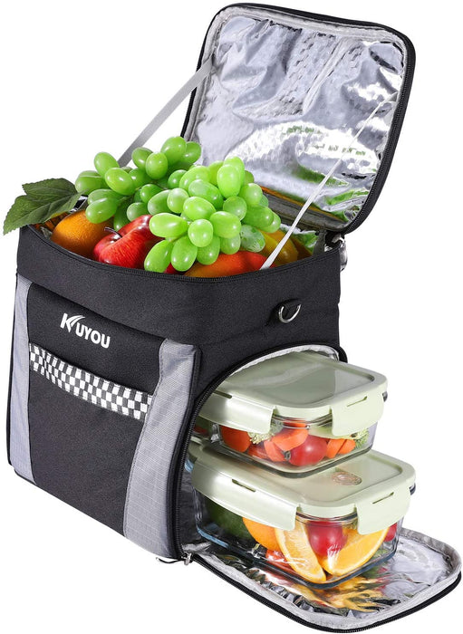 Kühltasche, 15L Große Längere Abkühlzeit bis 12 Stunden, Zusammenklappbare und Isolierte Auslaufsichere Lunchtasche, Kühlbox für Camping Picknick