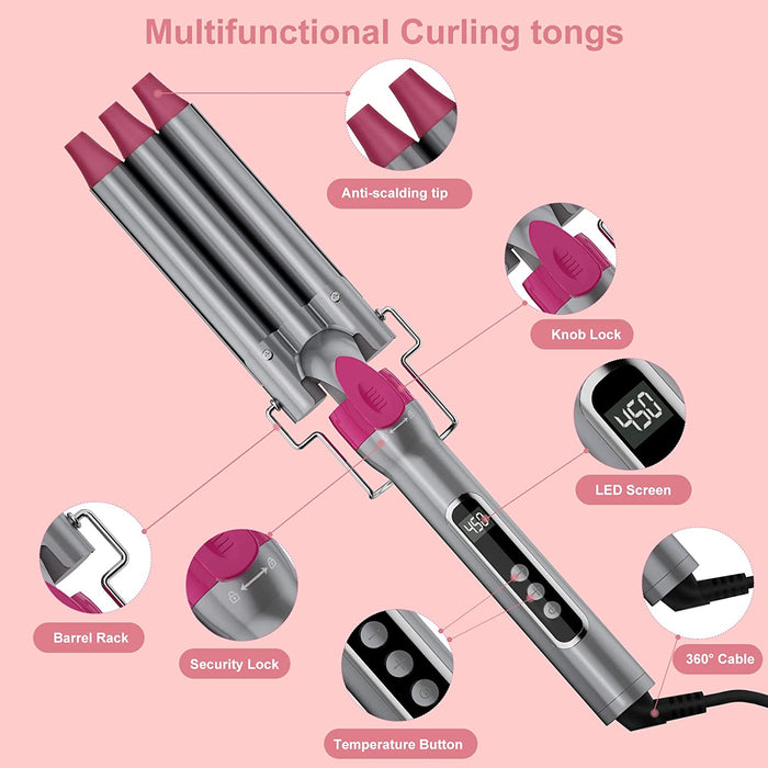 Lockenstab Set, 6 in 1 Austauschbarer 6 Fässer Curling Iron Welleisen Multifunktions Keramikbeschichtung Lockenstäbe Erbrühschutzkopf