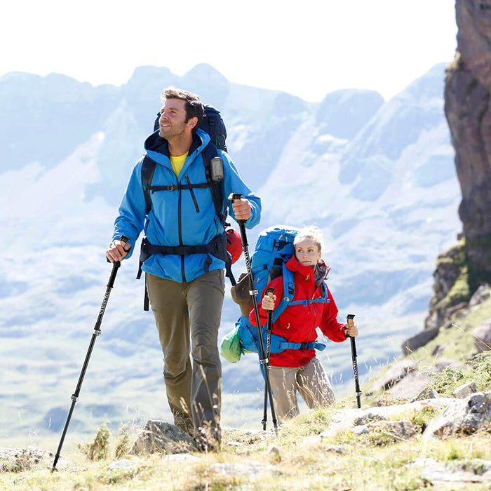 Aluminium Wanderstöcke, Trekkingstöcke Walking Stöcke ,höhen-verstellbare Teleskop Stöcke 110-130cm mit Korkgriff inkl. Zubehör | aus stabilem