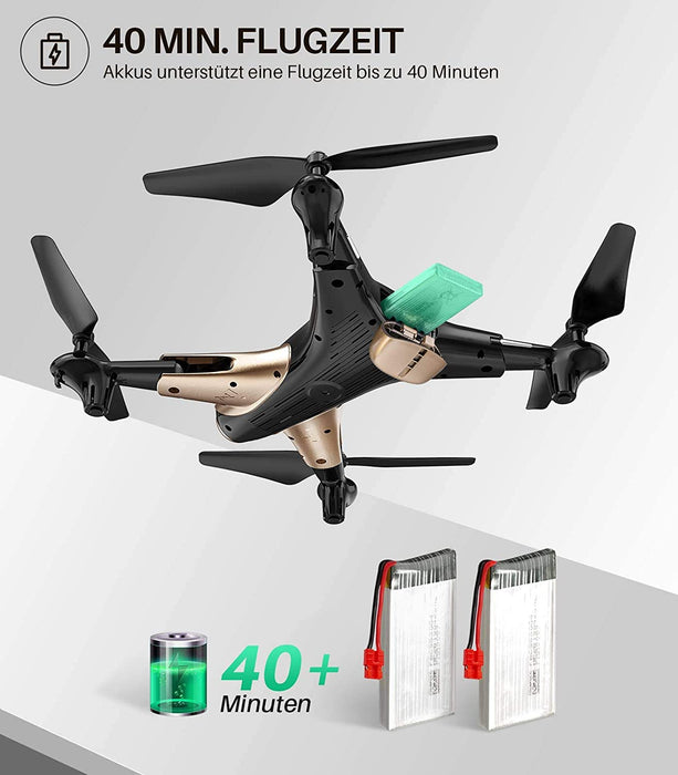 X300 Drohne mit Kamera 1080P HD Live Übertragung WiFi FPV Optische Positionierung 3D Flips RC Quadcopter 2 Akkus 40 Minuten Flugzeit Fernbedienung