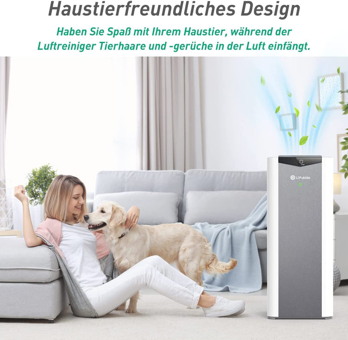 Luftreiniger, LIFUBIDE H13 HEPA Air Purifier für Allergiker, Luftfilter Gegen 99,97% von Staub Pollen Gerüche Schimmel, CADR 610m³/h Trifft auf 107㎡