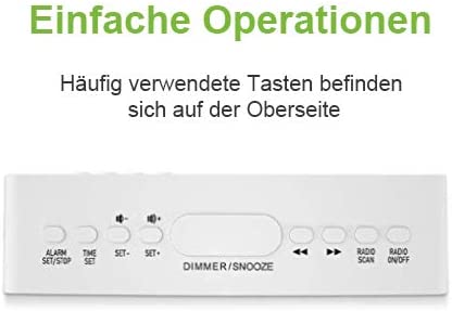 Radiowecker, Reacher Simple Wecker Radio mit USB-Ladebuchse, FM-Radio, Dimmer, 6 Snooze 9-Minuten-Intervalle, einstellbare Wecklautstärke