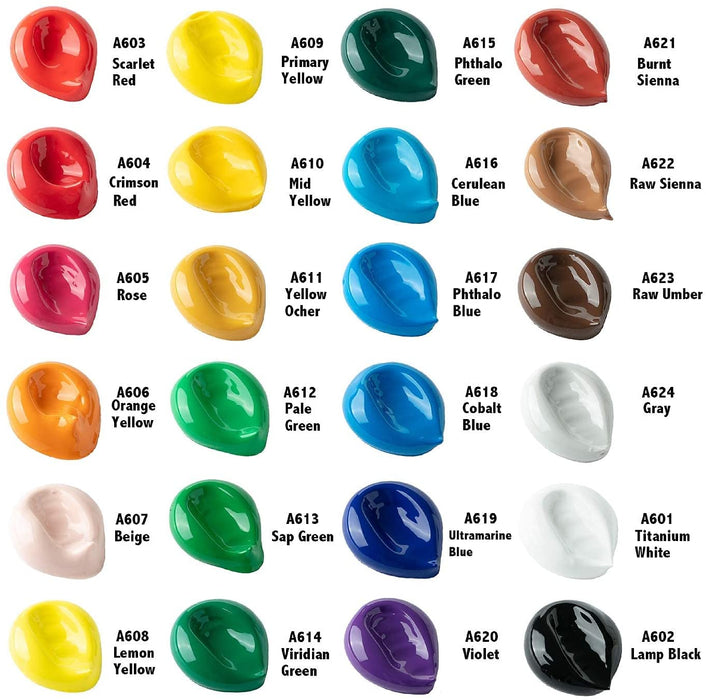 Acrylfarben Set, Fantastische Farben, 24 Farben（22×22ml & 2×75m) Nicht Verblassend, Wasserdicht, Reiche Pigmente für Maler, Leinwand, Holzton