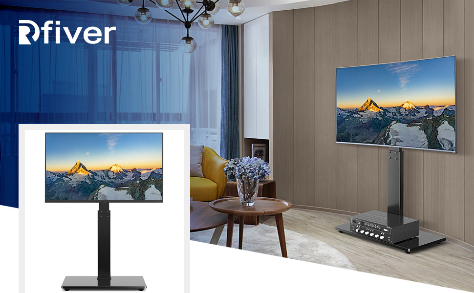 TV Ständer TV Bodenständer für 32-65 Zoll Fernseher, TV Standfuss Freistehend Fernsehständer Max. VESA 600x400 mm Höhenverstellbar Schwenkbar