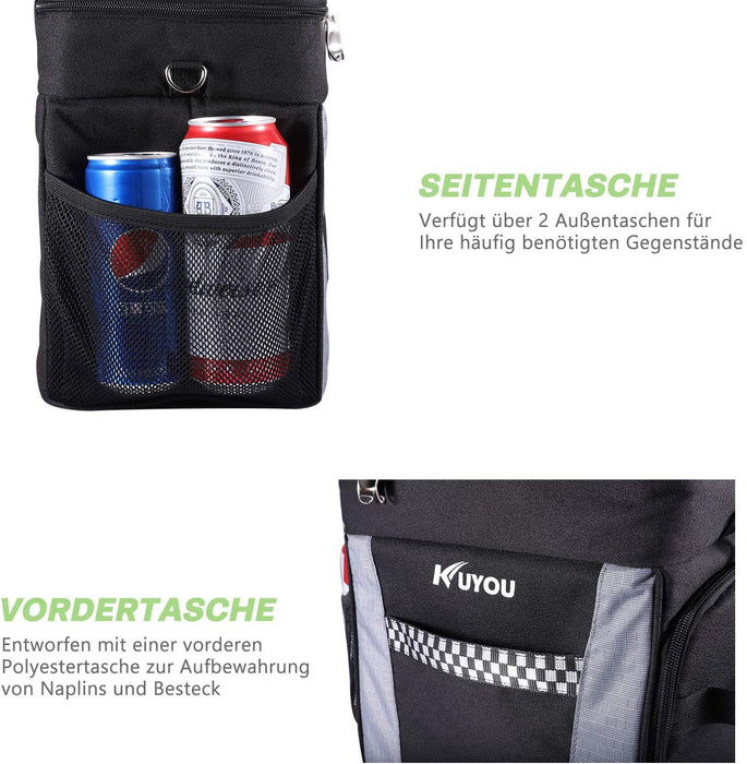 Kühltasche, 15L Große Längere Abkühlzeit bis 12 Stunden, Zusammenklappbare und Isolierte Auslaufsichere Lunchtasche, Kühlbox für Camping Picknick